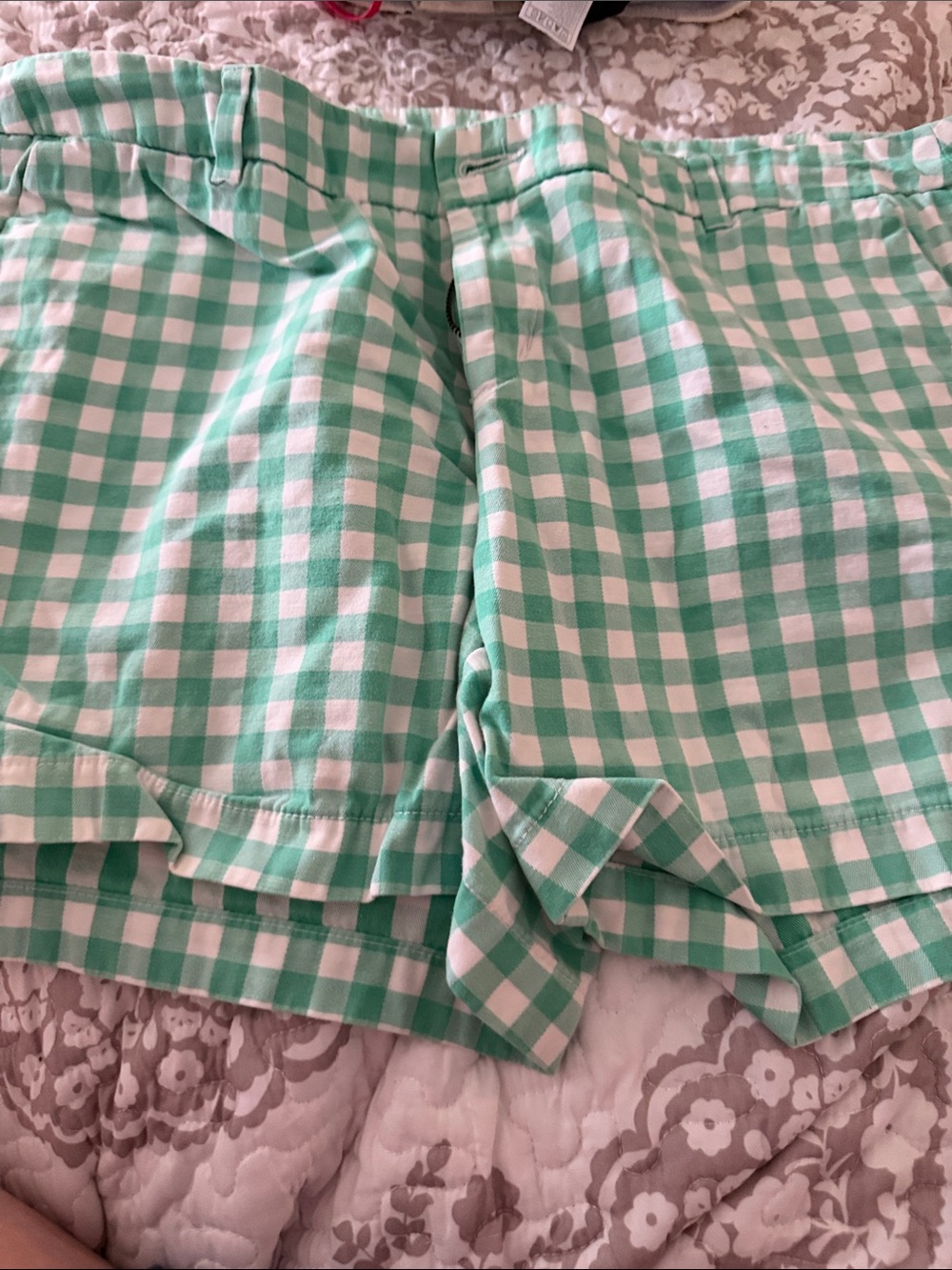 Merona Mint Green and White Gingham Bermuda Shorts